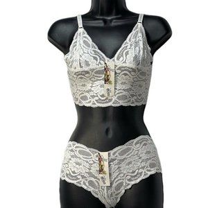 DELLA SPIGA by FRI-COUT LINGERIE Cami and Boy Short Set Stretch Lace White NEW